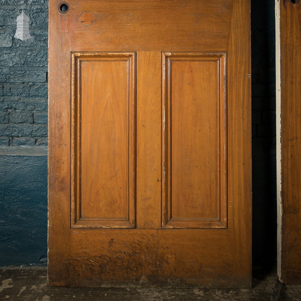 Mahogany Paneled Doors, Set of 3 19th C Hardwood, Gunstock, 4 Panel Doors