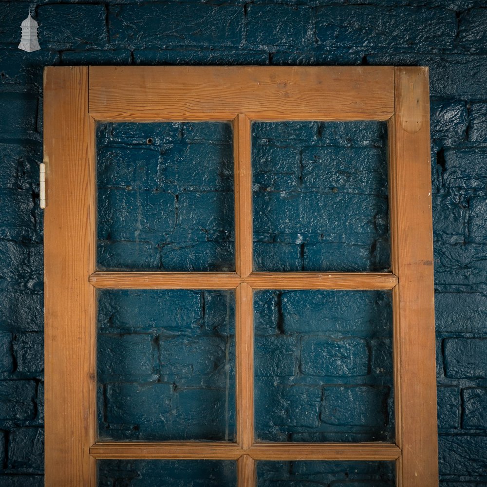 Half Glazed Door, 19th C Pitch Pine, 6 Over 2 Panel
