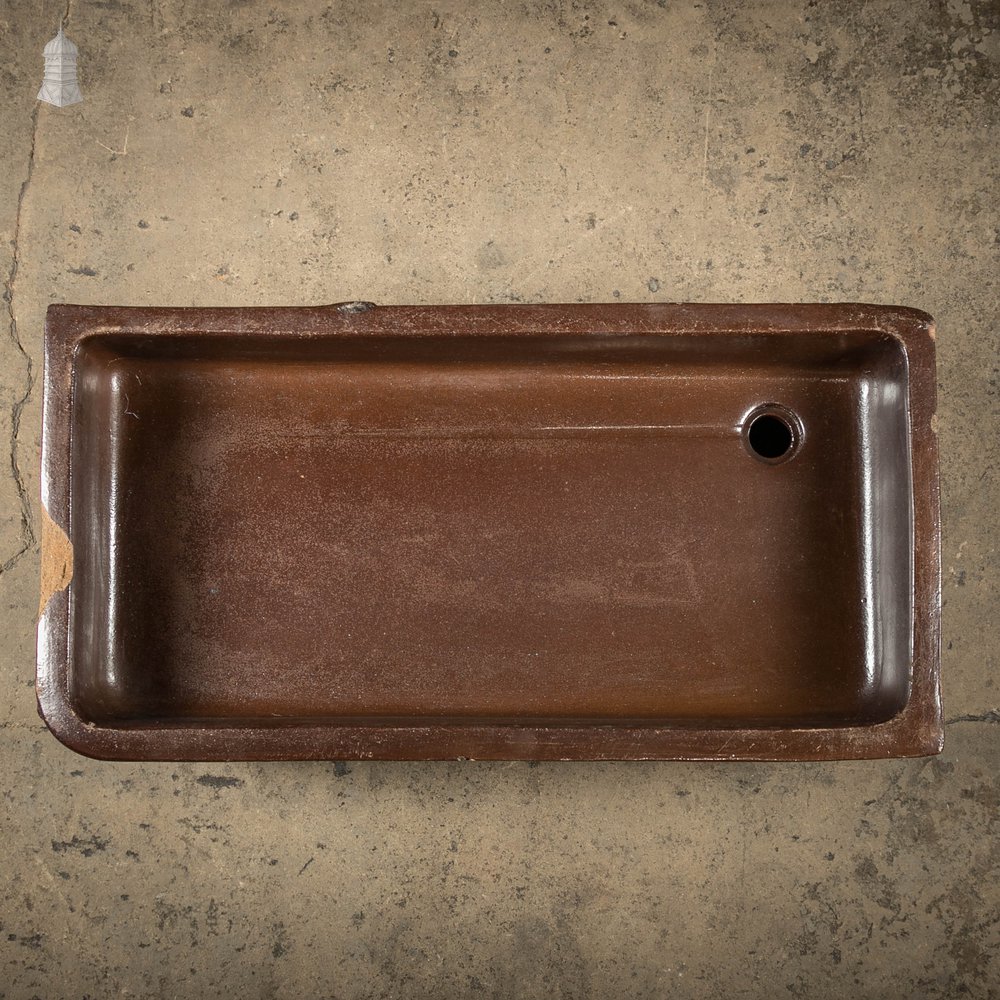 Shallow Trough Sink, 19th C with Salt Glazed Left Hand Return with Decorative Floral Pattern