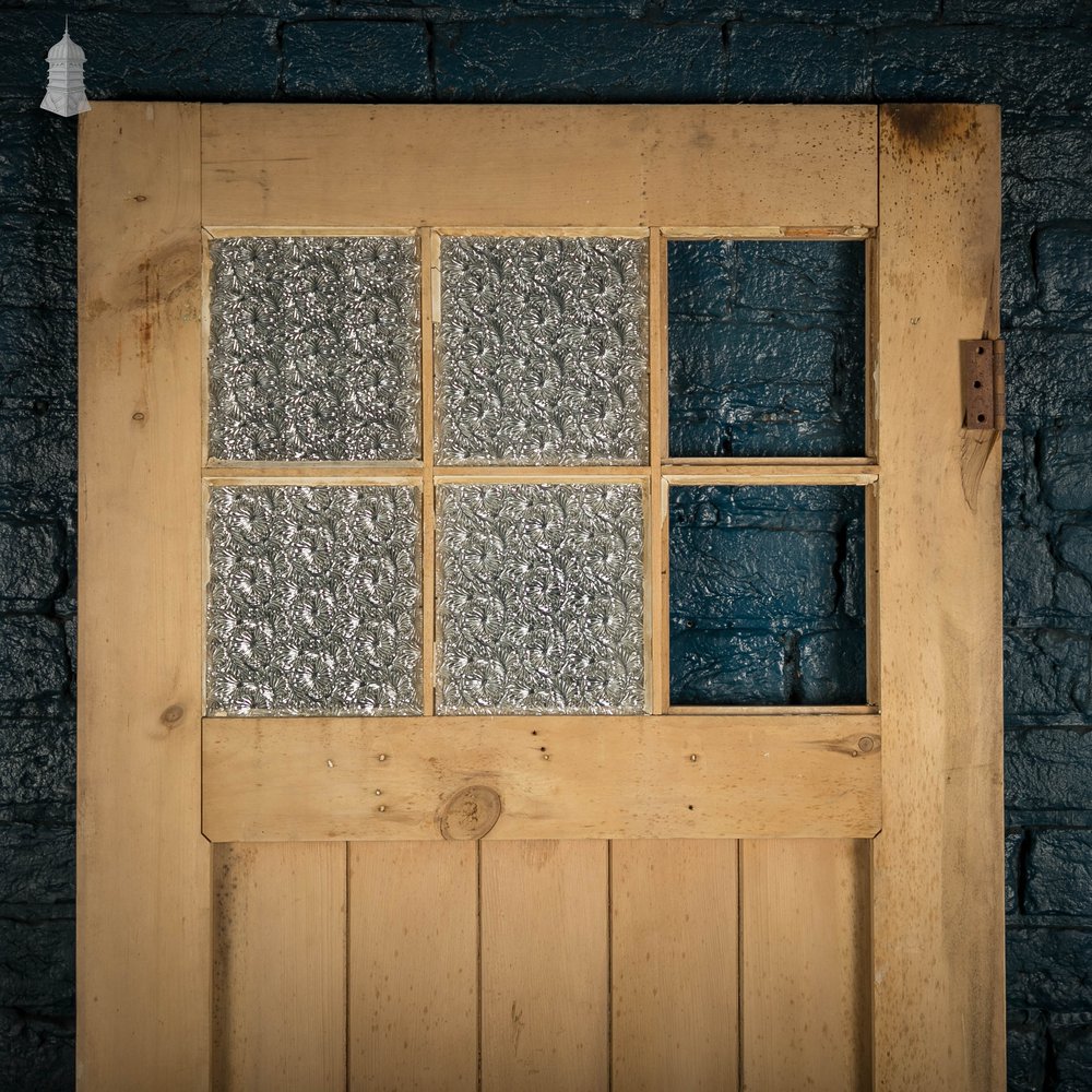 Glazed Pine Door, Edwardian with ‘Figured Rolled Pattern F’ Style Textured Glass