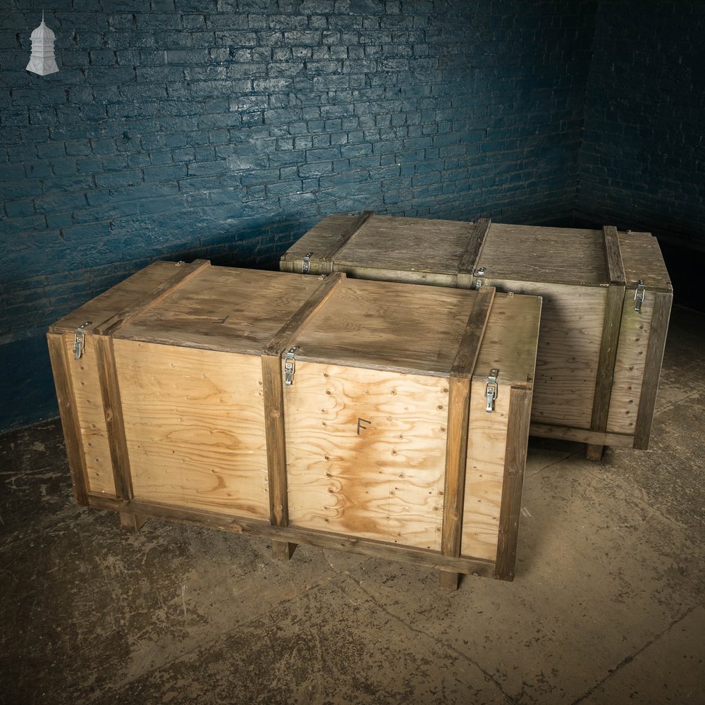 Military Shipping Crates, Pair of Wooden Aircraft Part Shipping Boxes Reclaimed from a Norfolk RAF Base