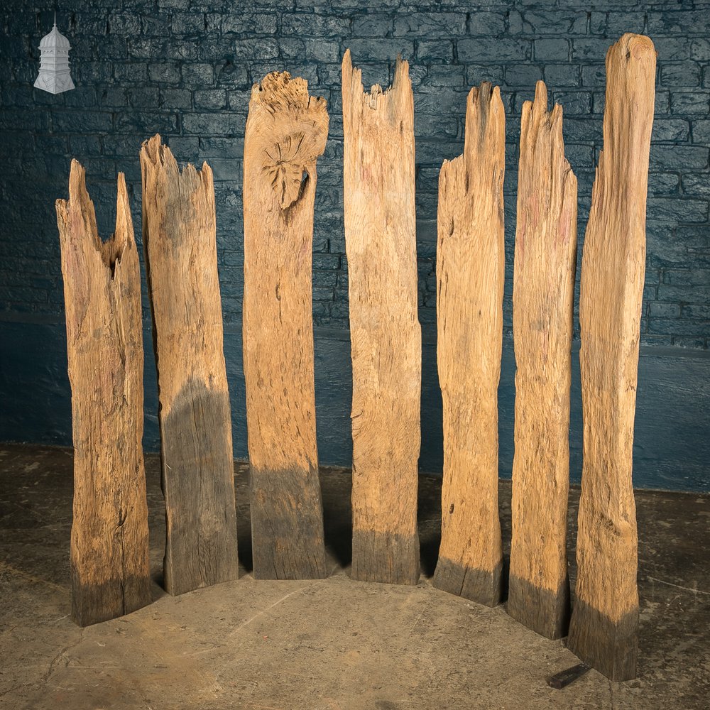 Distressed Oak Pilings, Weathered & Wire Brushed Natural Finish, 36 pieces - 11.5 sq m