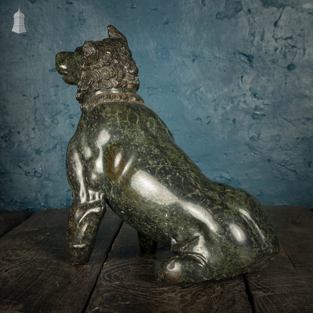 Serpentine Roman Dog, 19th C Italian Grand Tour Green Marble