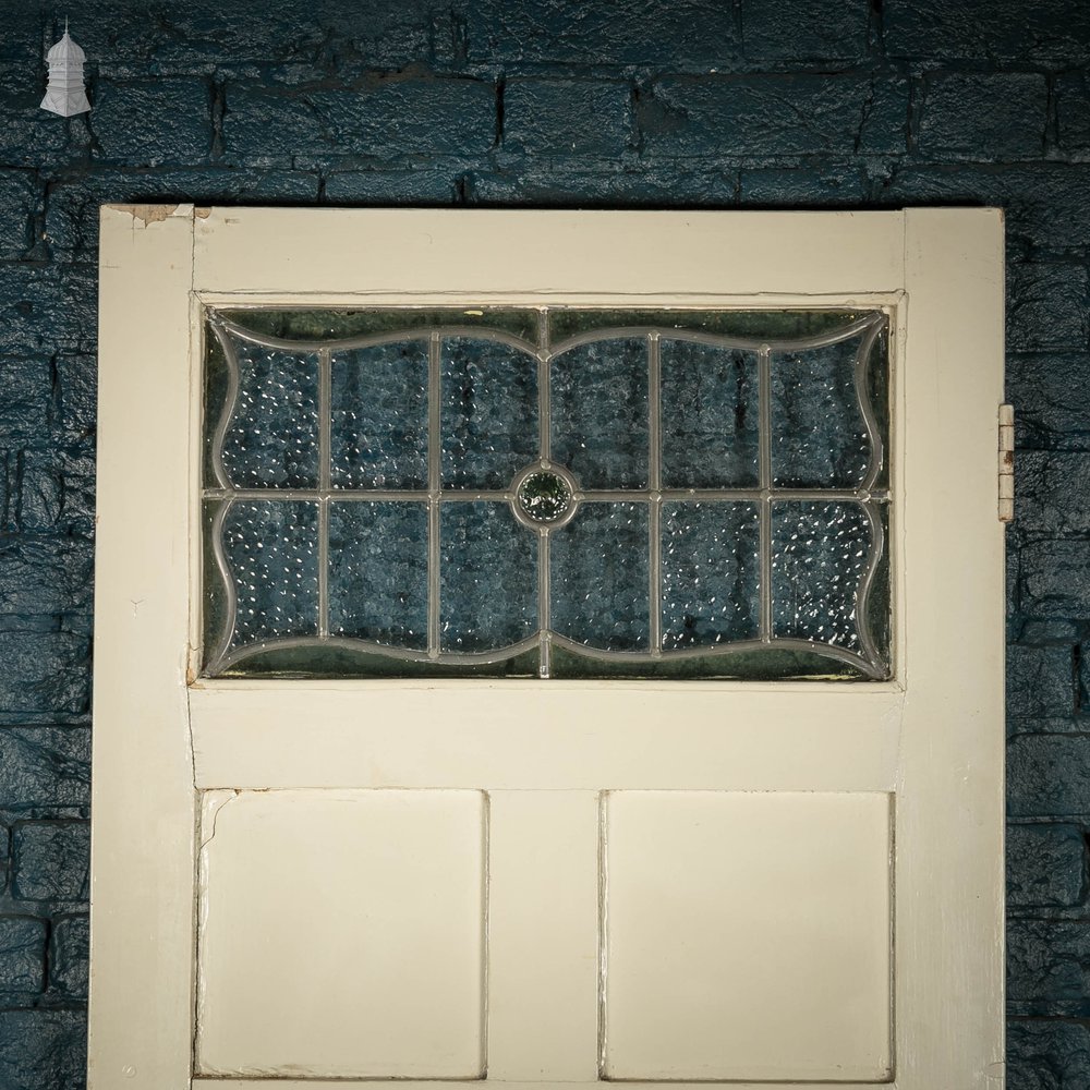 Glazed Panelled Door, Edwardian, Fitted with Stained Leaded Glass Window