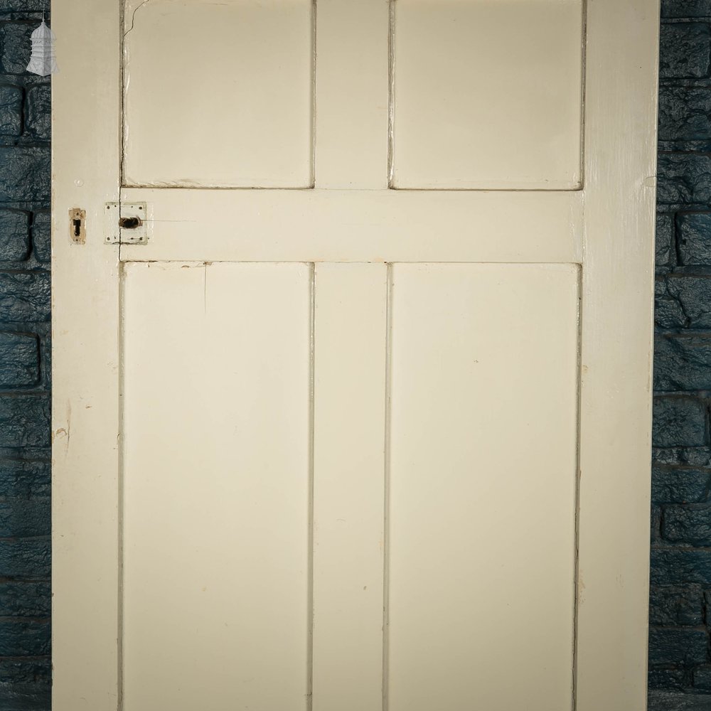 Glazed Panelled Door, Edwardian, Fitted with Stained Leaded Glass Window