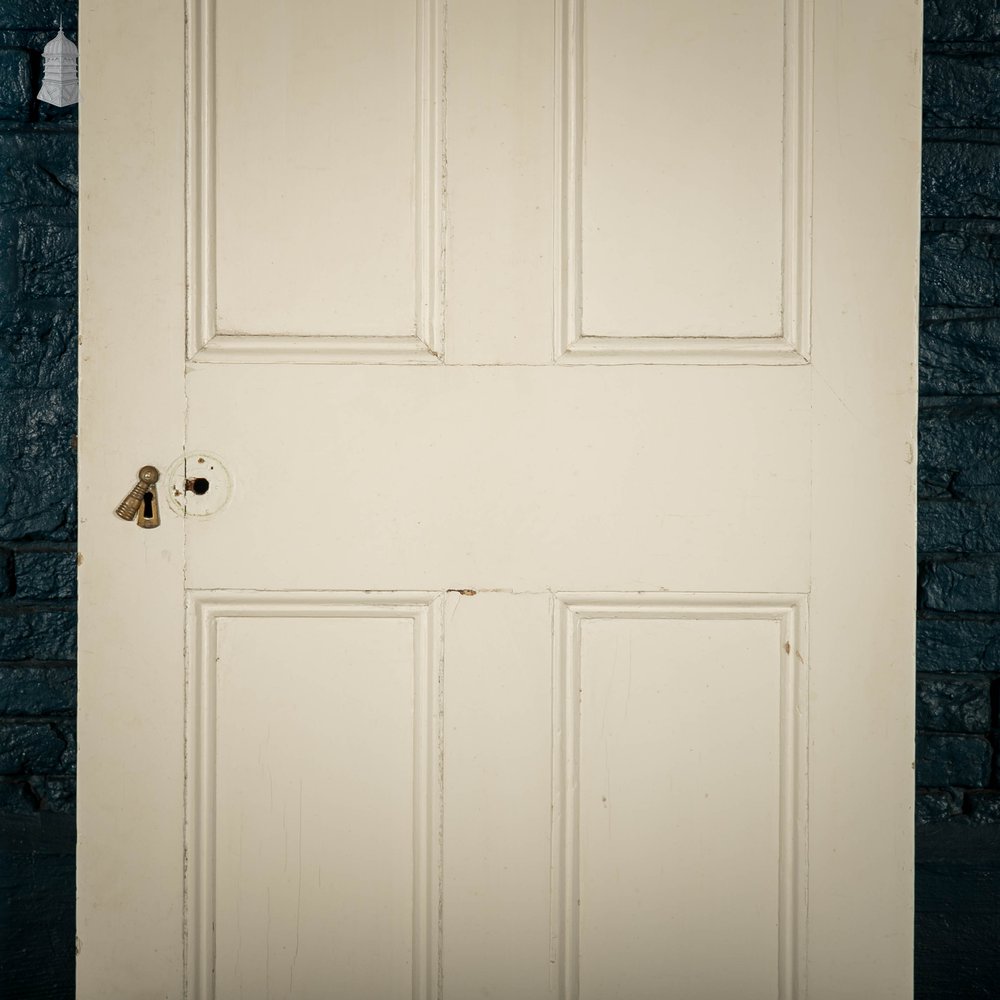 Pine Panelled Door, Victorian 4 Panel White Painted