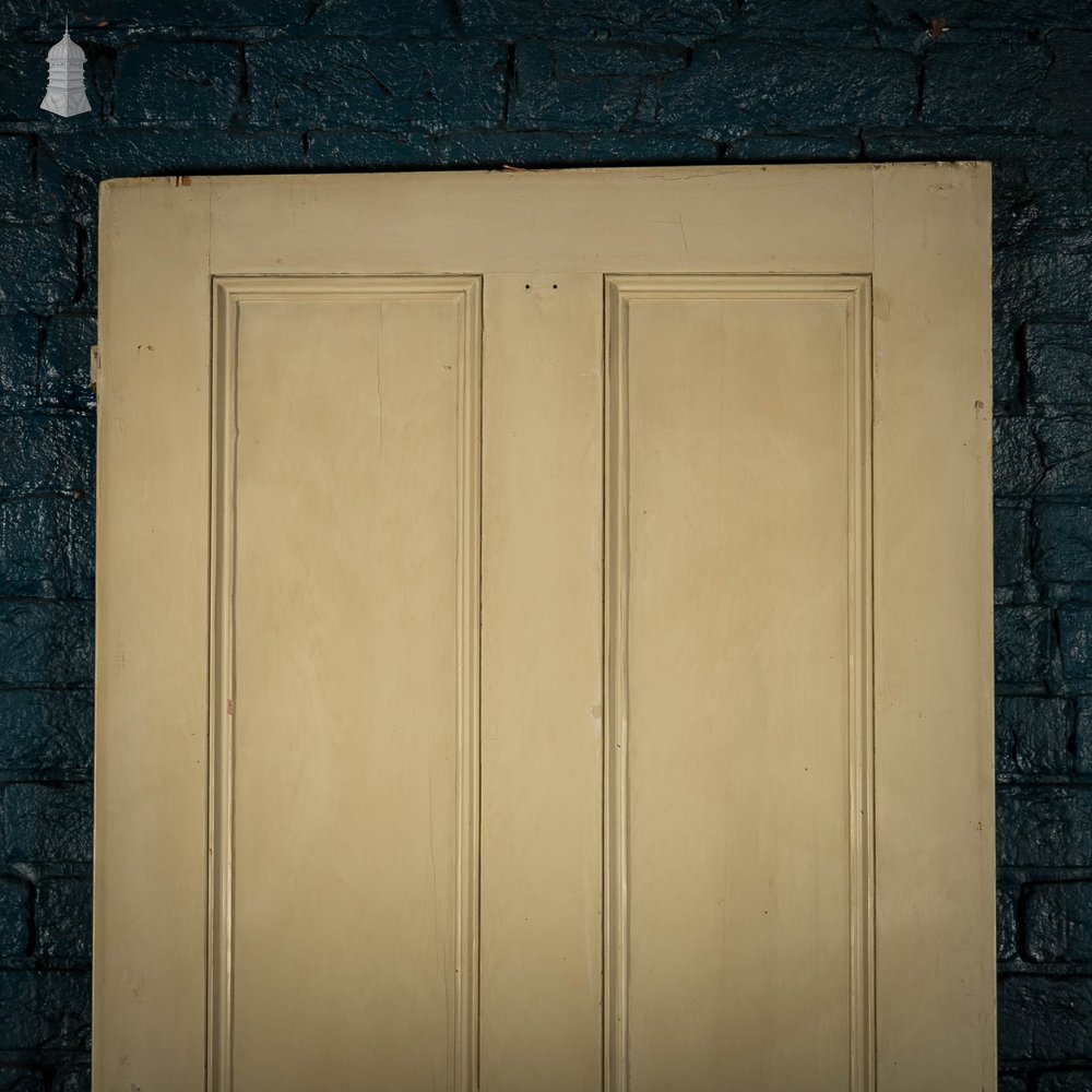 Pine Panelled Door, Victorian 4 Panel Green Painted