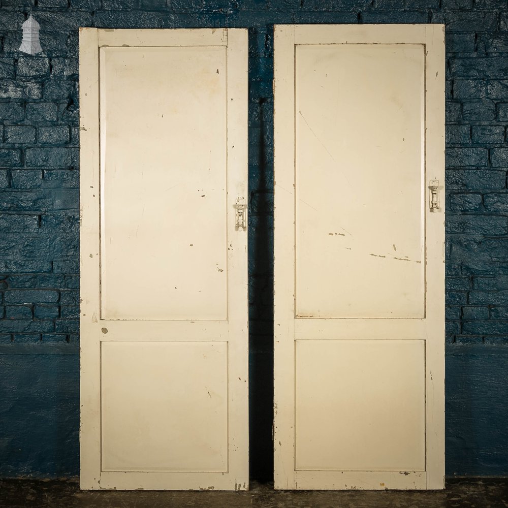 Pine Panelled Doors, Pair of Victorian 2 Panel Cupboard Doors