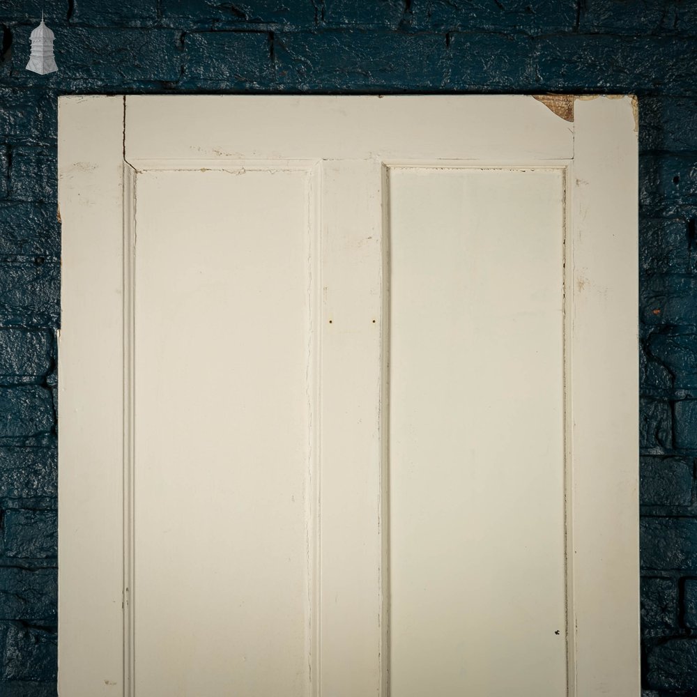 Pine Panelled Door, Moulded 19th C 4 Panel, White Painted