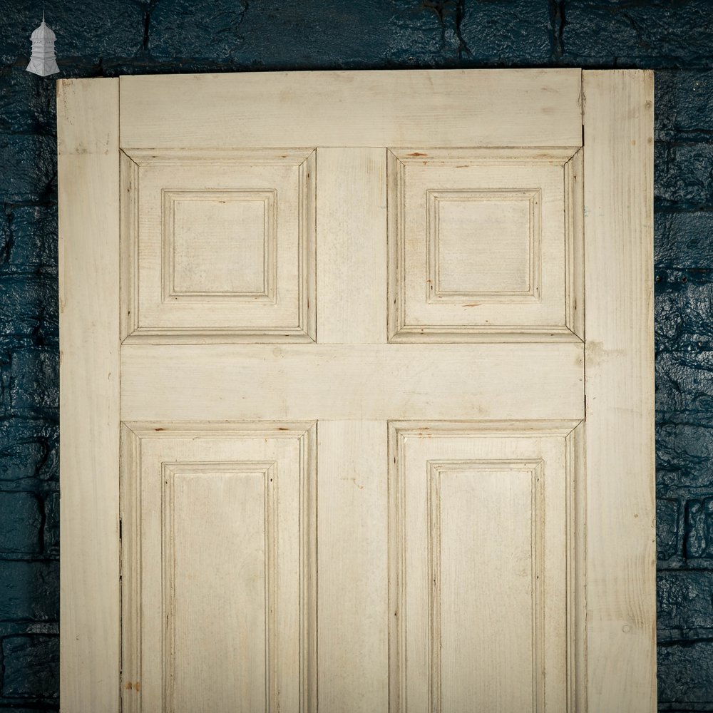 Pine Paneled Door, 6 Moulded Panel White Painted 20th C