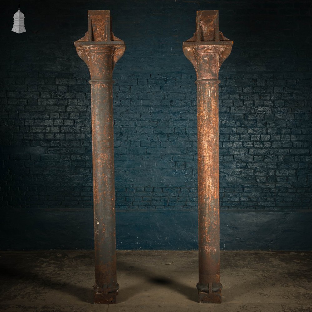 Cast Iron Columns, 8ft Pair