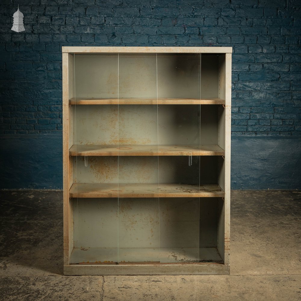 Industrial Shelf Cabinet, With Sliding Glass Doors