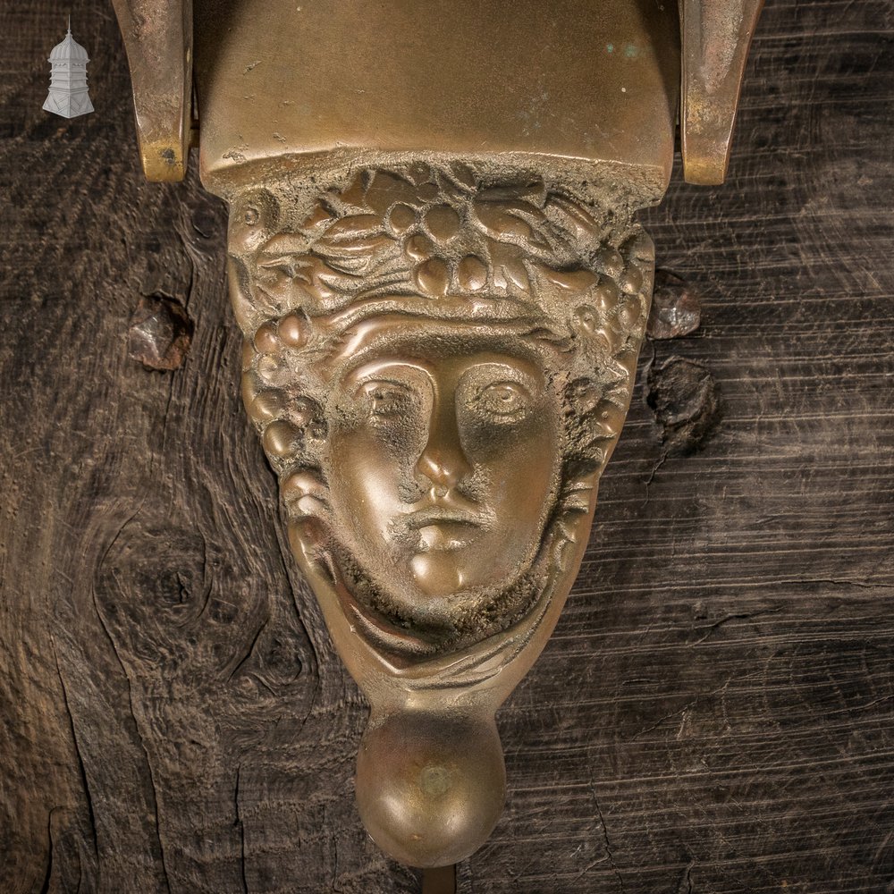 Art Nouveau Door Knocker, Human face with Floral details in Brass