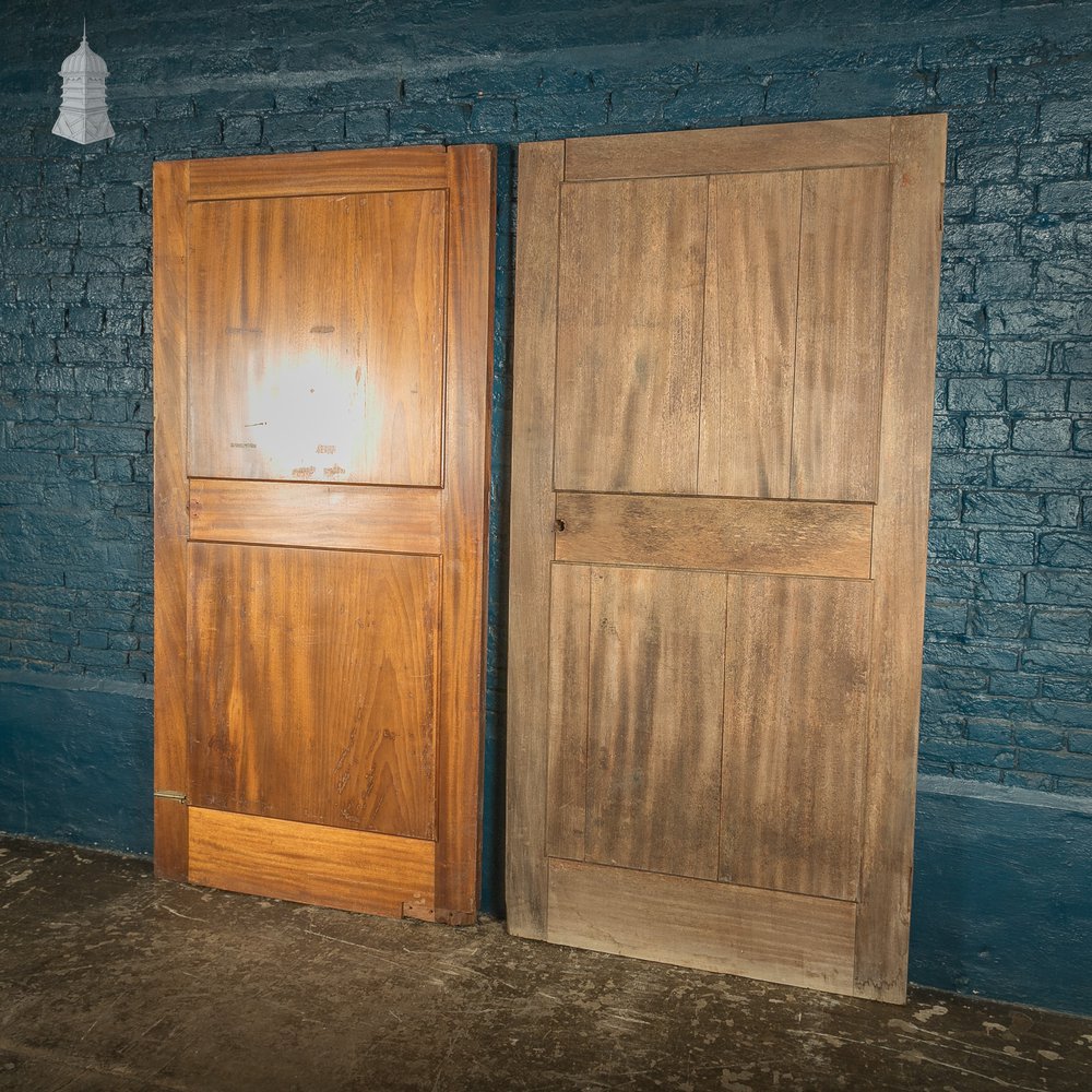 Paneled Mahogany Internal Doors, Set of 2, Early 20th C