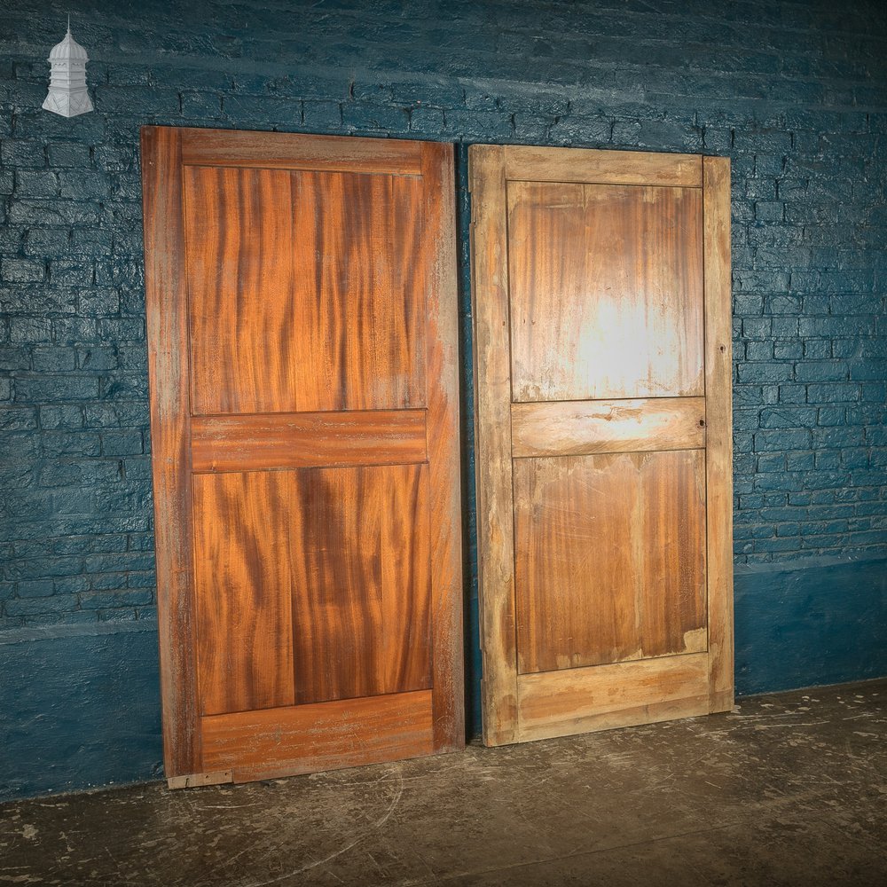Paneled Mahogany Internal Doors, Set of 2, Early 20th C