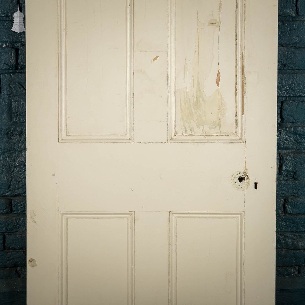 Pine Panelled Door, Victorian 4 Panel, White Painted
