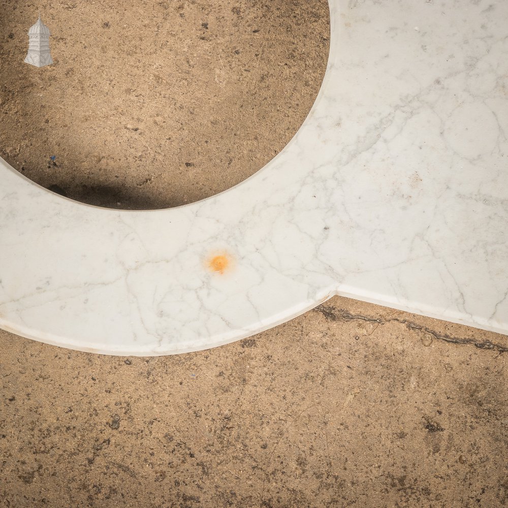 Marble Sink Surround, White Curved Front Marble Worktop with Circular Sink Aperture