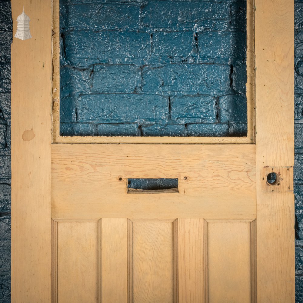 Glazed Pine Door, 1930s Moulded Paneled Door