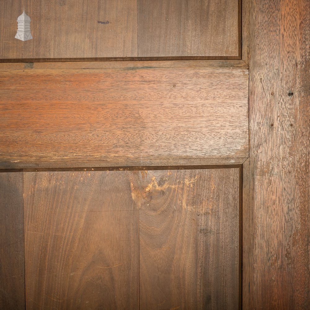 Hardwood Entrance Door, Wide, Early 20th C Paneled Mahogany