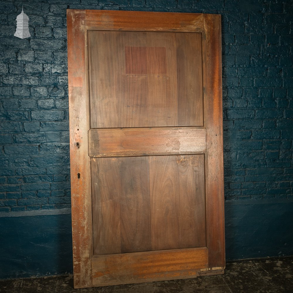 Hardwood Entrance Door, Wide, Early 20th C Paneled Mahogany
