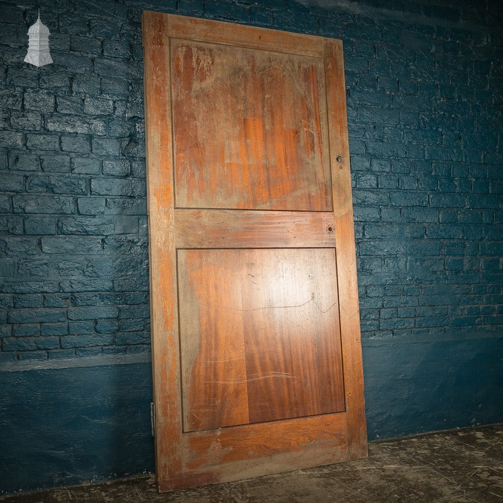 Wide Hardwood Door, Early 20th C Two Panel Mahogany