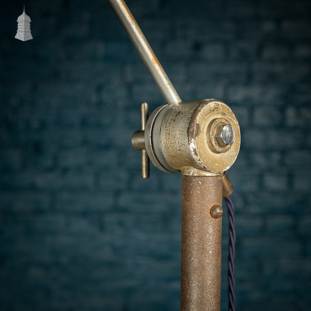 Adjustable Industrial Lamp with Weighted Steel Tripod Base