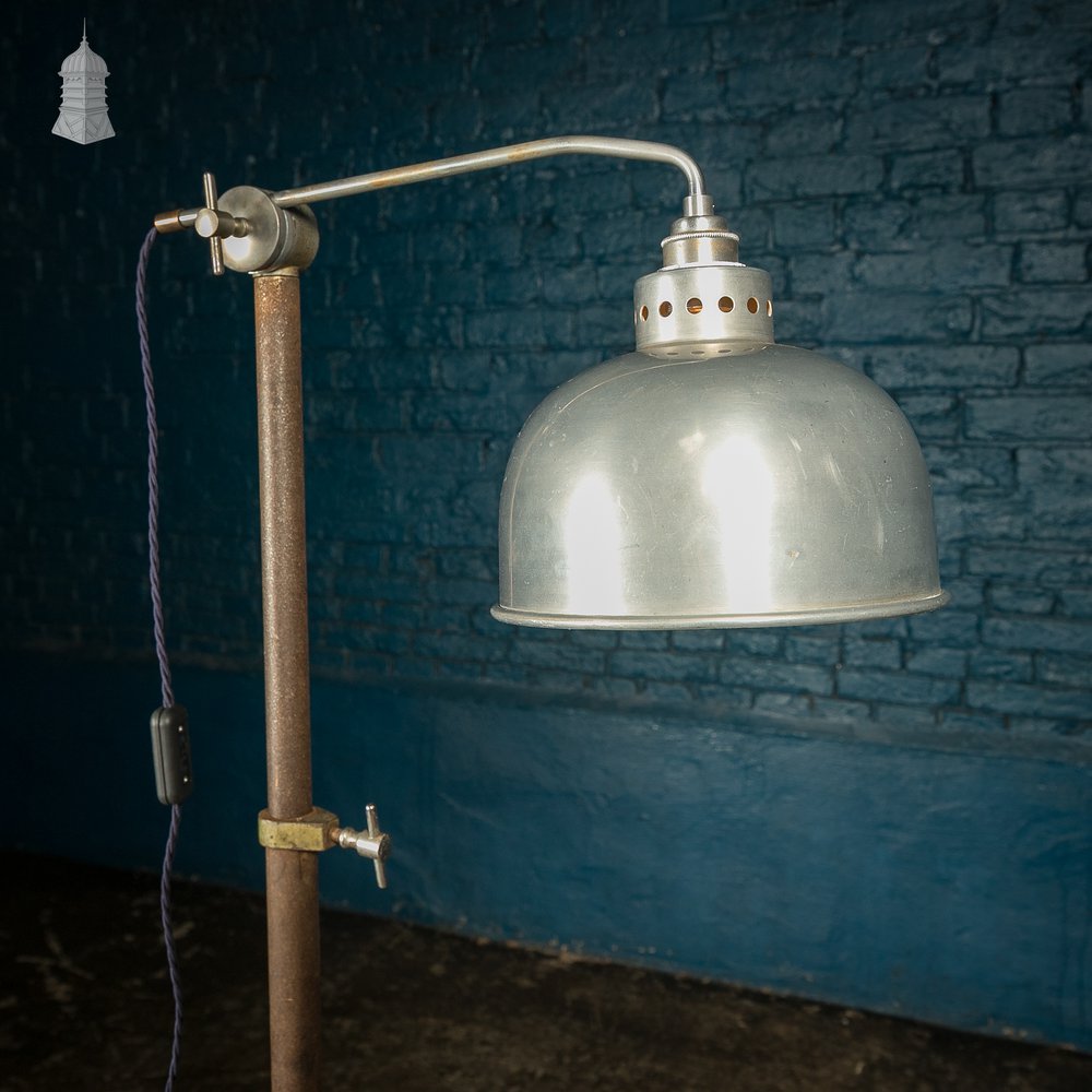 Adjustable Industrial Lamp with Weighted Steel Tripod Base