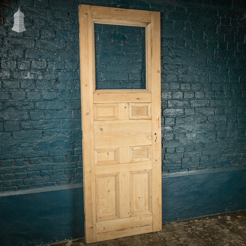 Internal Paneled Door, 19th C Pine for Reglazing