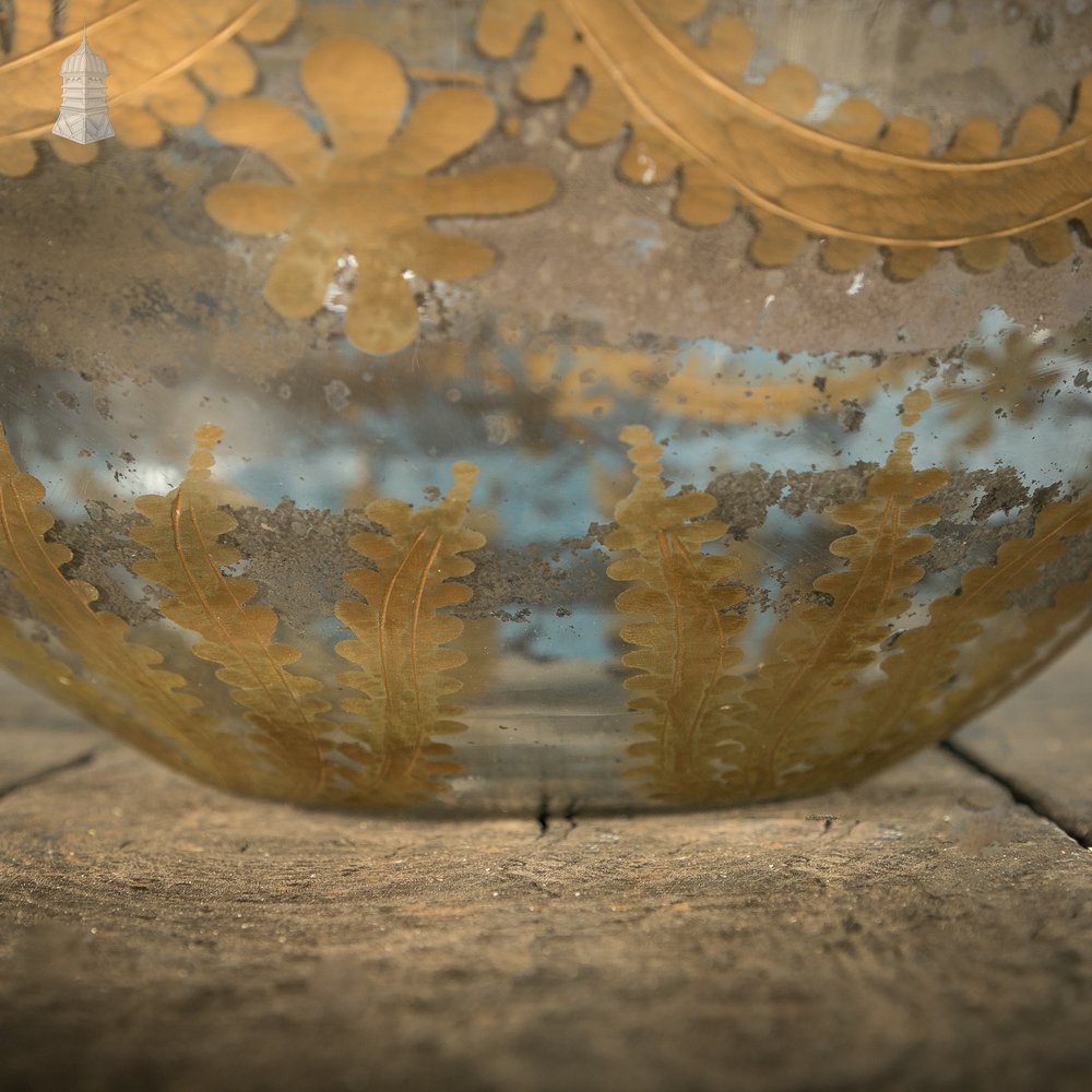 Glass Bowl Vase, 19th C French, Mirrored and Gold