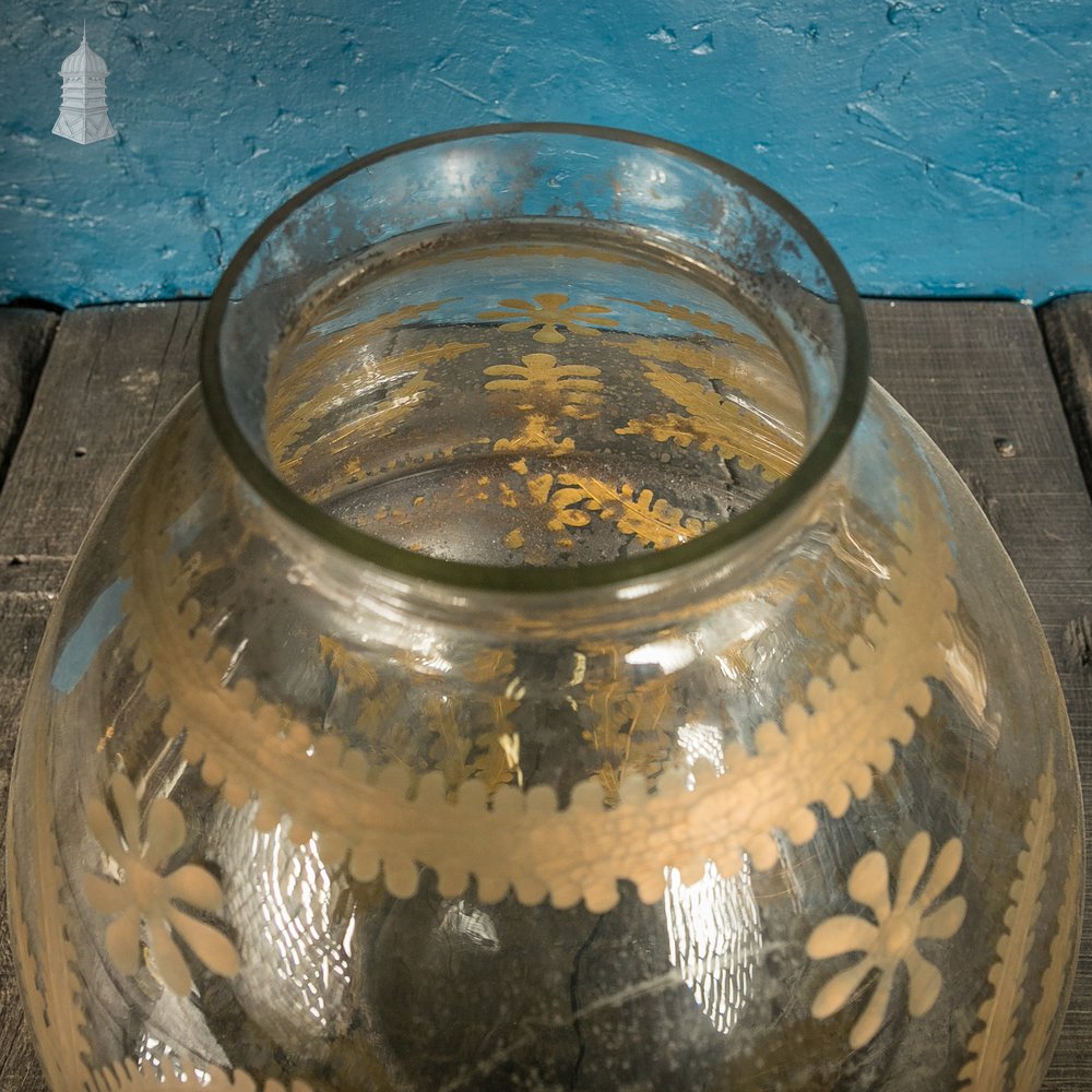 Glass Bowl Vase, 19th C French, Mirrored and Gold