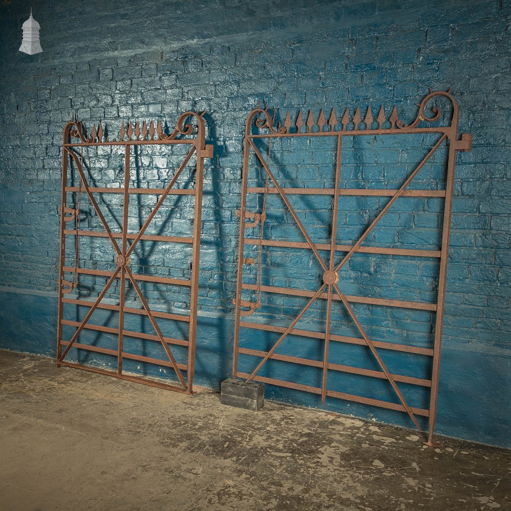 Equestrian Estate Gates, Pair of 18th C Wrought Iron Spearhead Design Gates