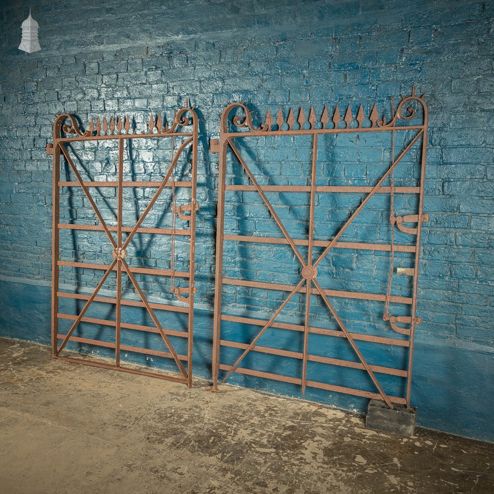 Equestrian Estate Gates, Pair of 18th C Wrought Iron Spearhead Design Gates