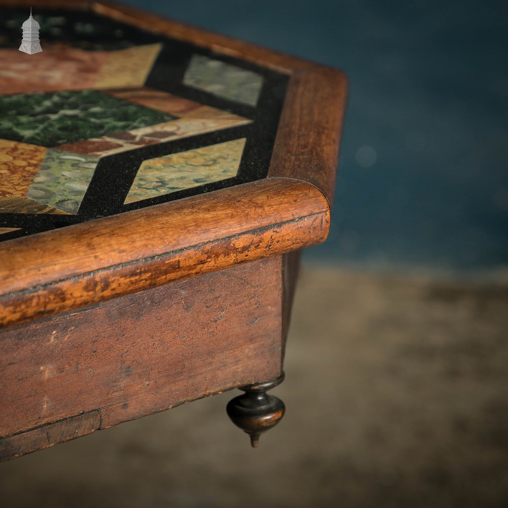 Specimen Table, Hand Painted 19th C Hardwood and Glass