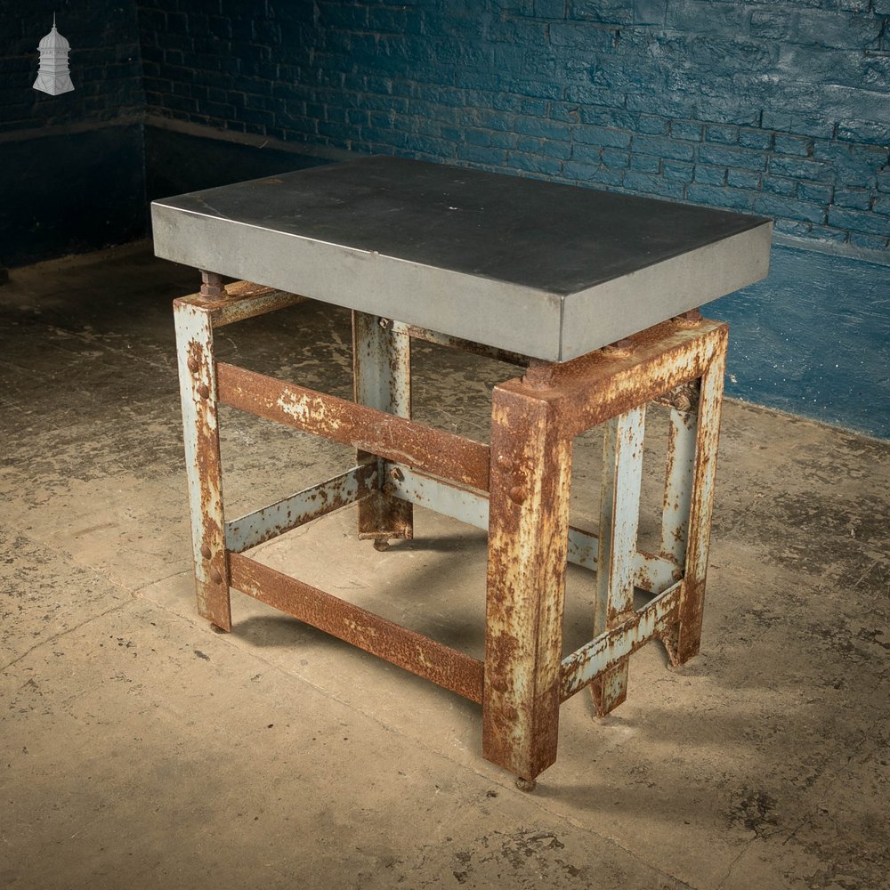 Industrial Surface Table, Granite Top on Angle Iron Base