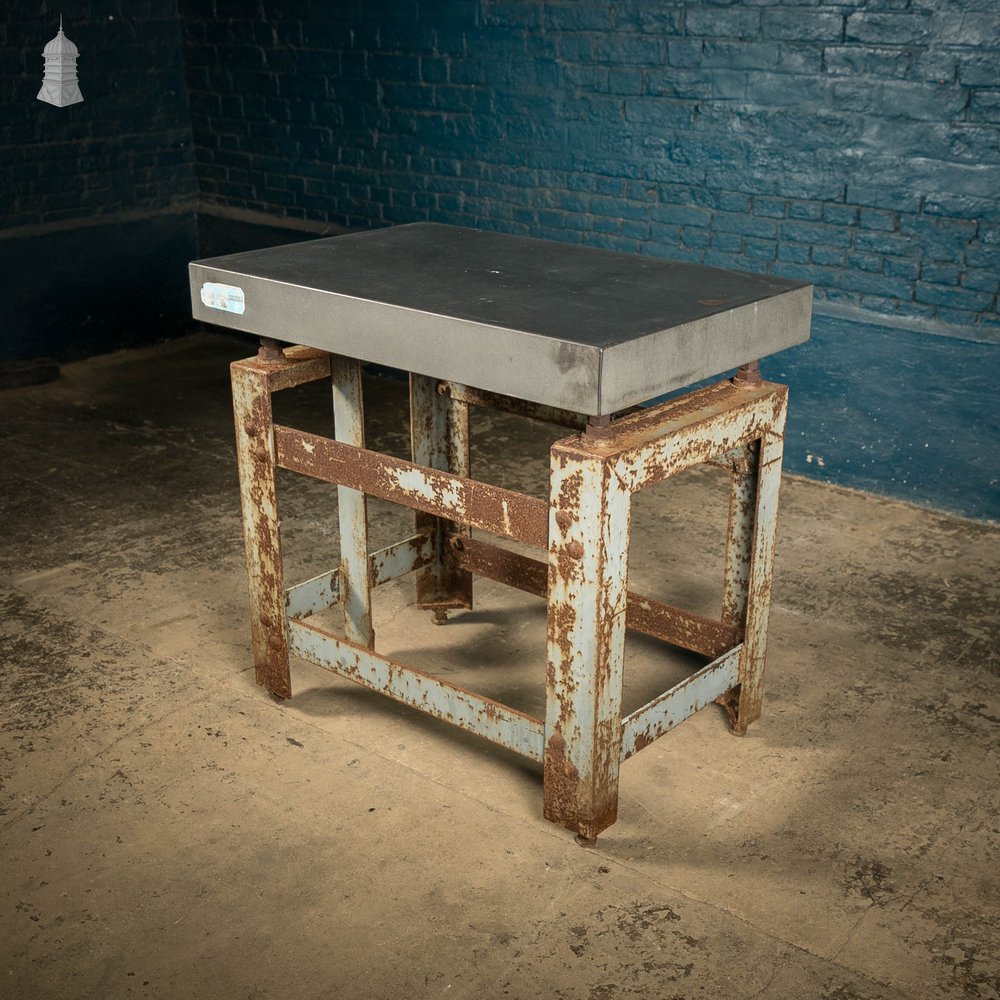 Industrial Surface Table, Granite Top on Angle Iron Base