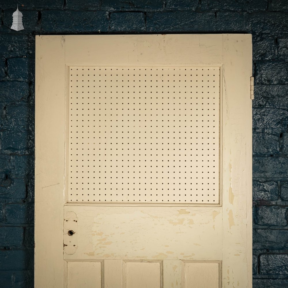 Pine Panelled Door, Fitted with a Pegboard Panel