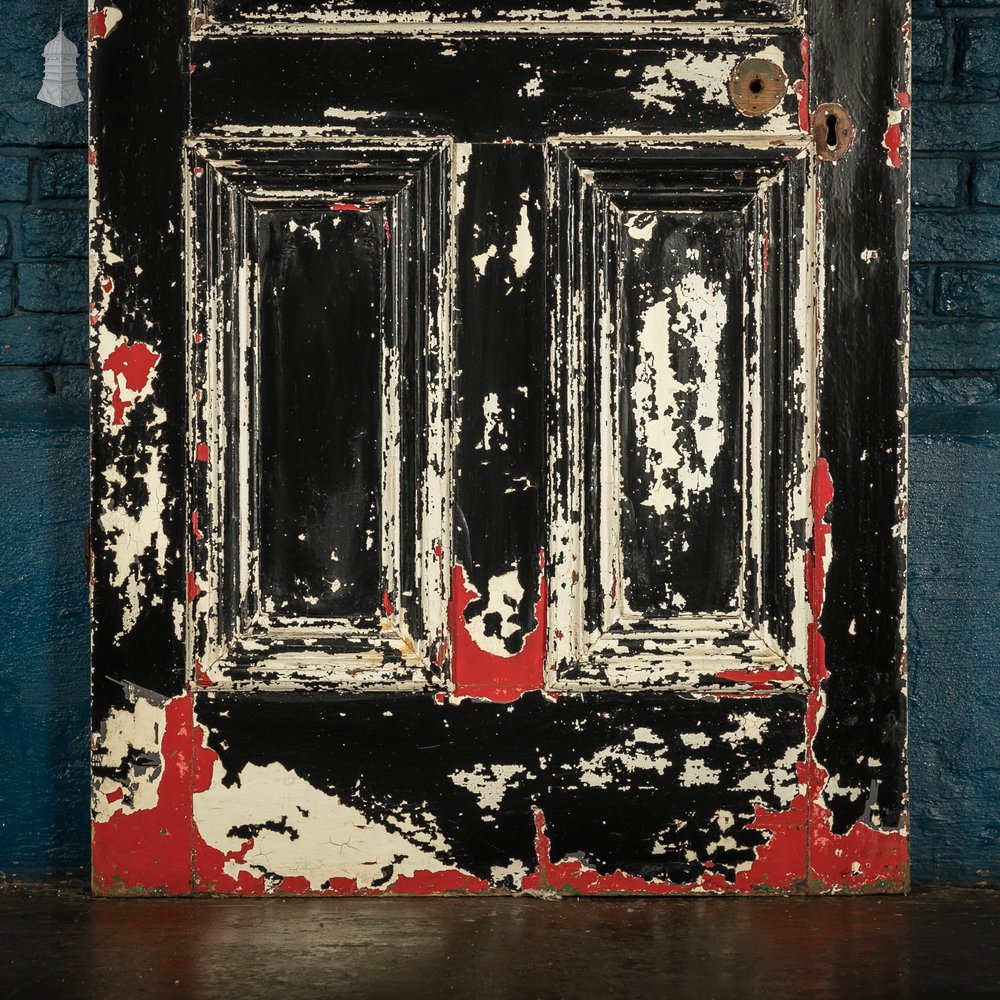 Pine Panelled Door, 5 Moulded Panel Distressed Paint Finish