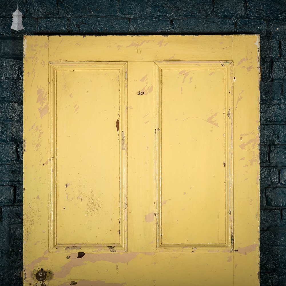 Pine Panelled Door, Moulded 4 Panel Yellow Painted