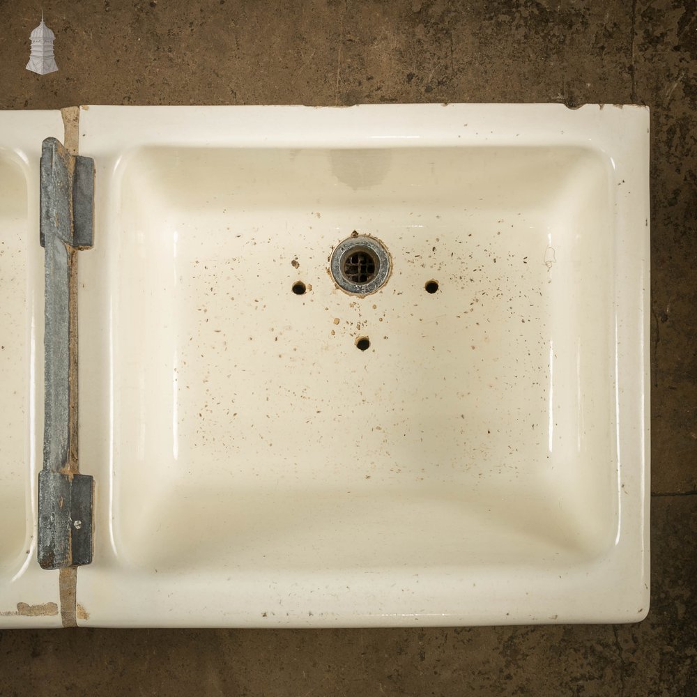Butler Laundry Sinks, Pair of Belfast Utility Sinks Joined with Sink top Mangle Clamp Plate