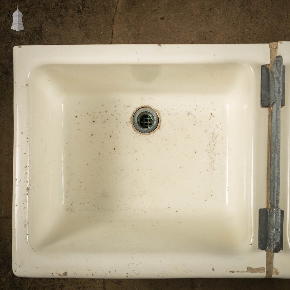 Butler Laundry Sinks, Pair of Belfast Utility Sinks Joined with Sink top Mangle Clamp Plate