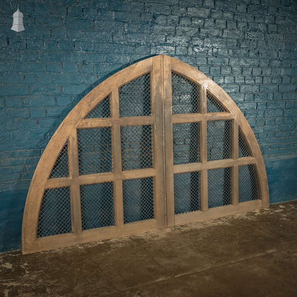 Arched Church Doors, Oak with Mesh Windows