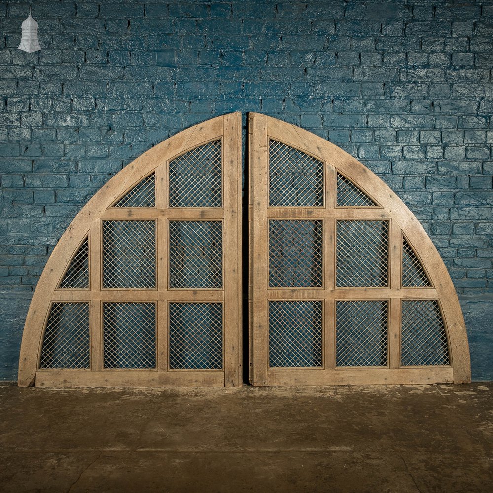 Arched Church Doors, Oak with Mesh Windows