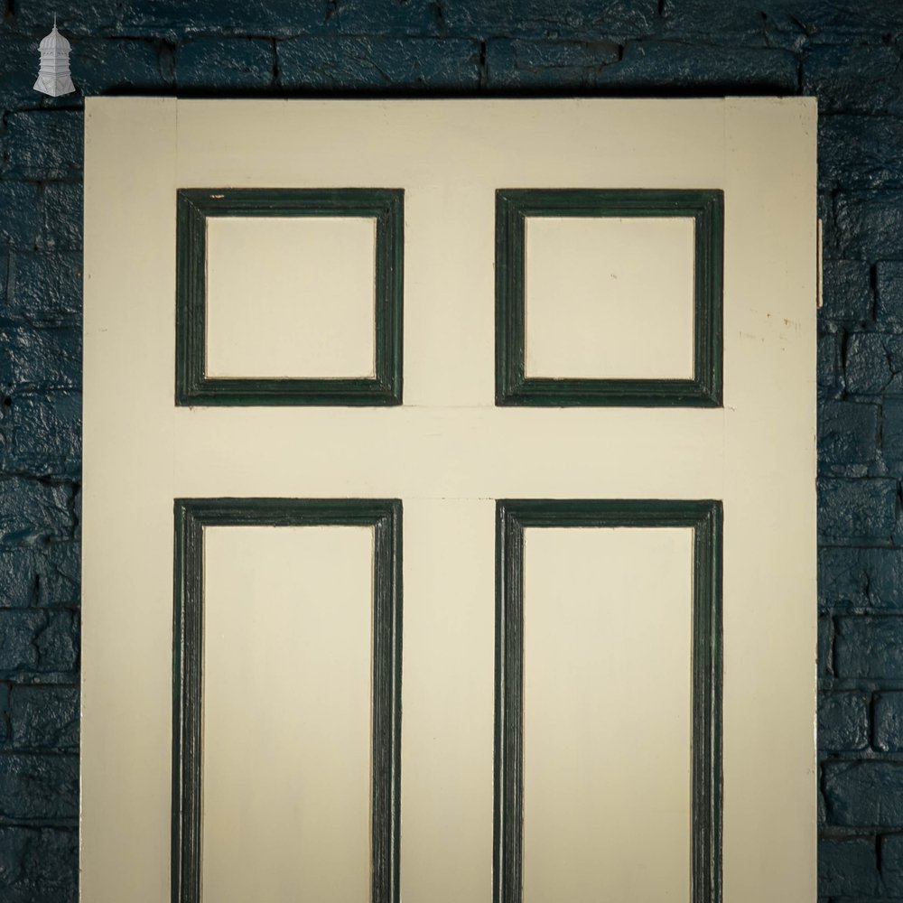 Pine Panelled Door, Moulded 6 Panel, White and Black Painted Finish