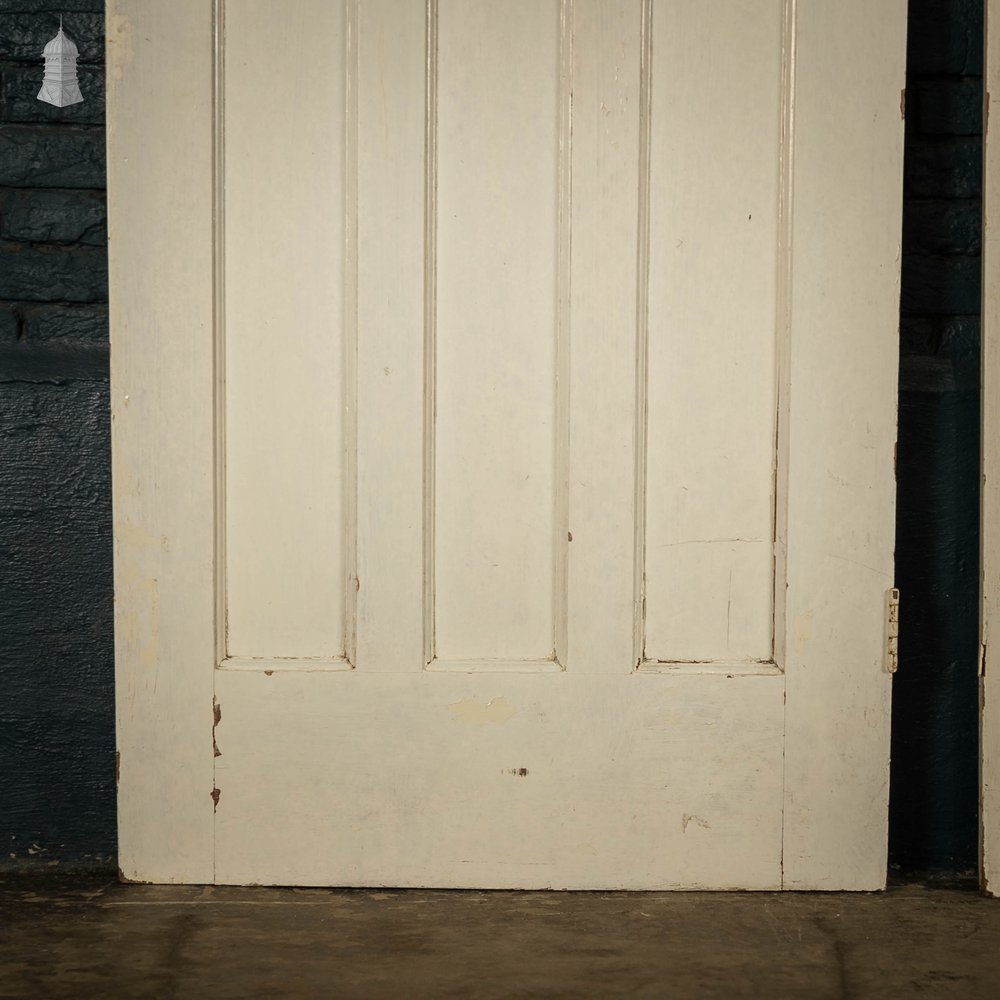 Pine Panelled Doors, Pair of 4 Panel White Painted Doors