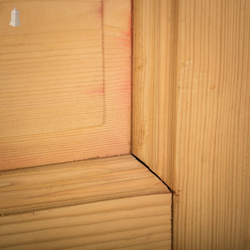 Pine Panelled Door, 19th C French 3 Panel Moulded Pine Door
