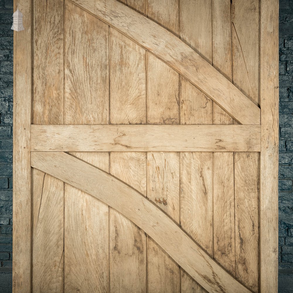Ledged and Braced Door, Black Painted Oak with Wrought Iron Hinges