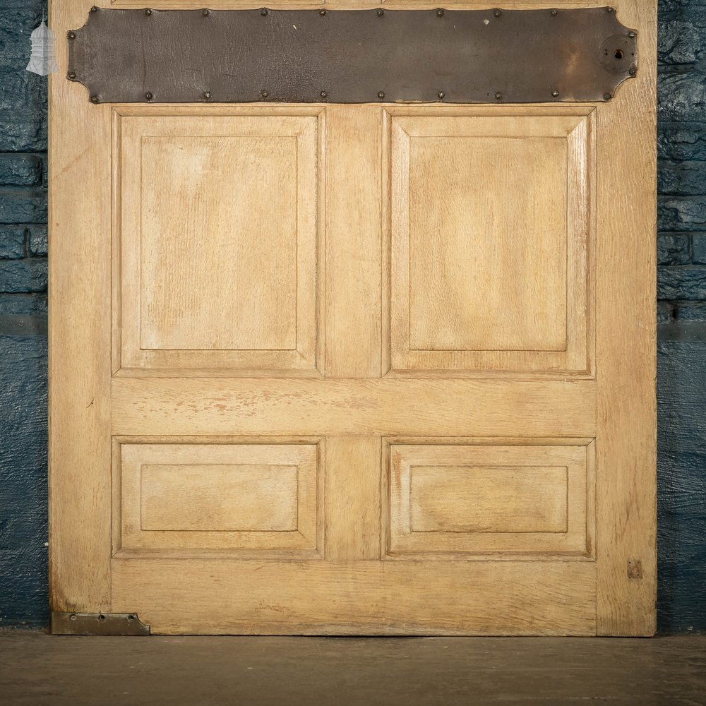 Oak Panelled Door, 8 Raised Panels with Leather Detail