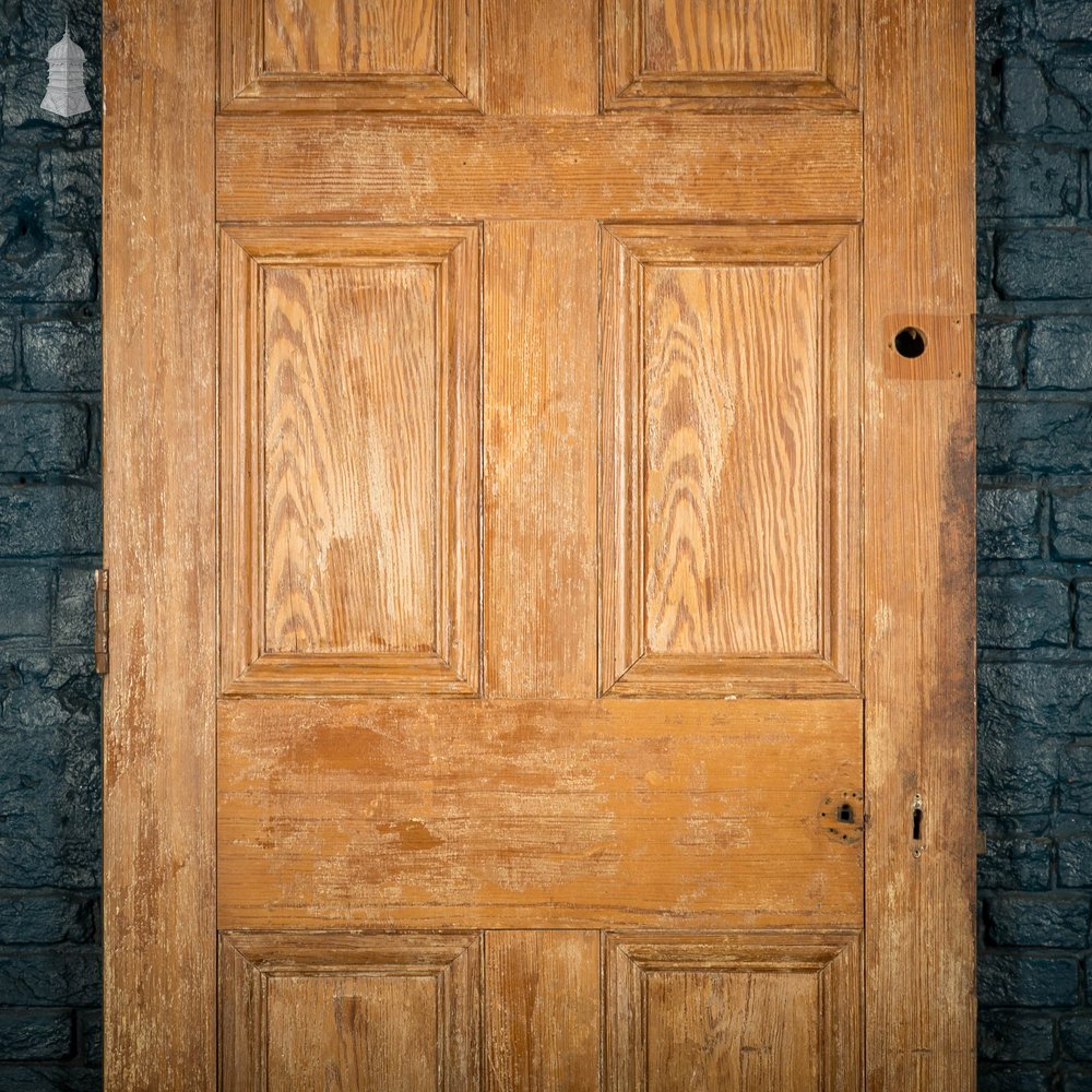 Pitch Pine Panelled Door, 6 Moulded Panel