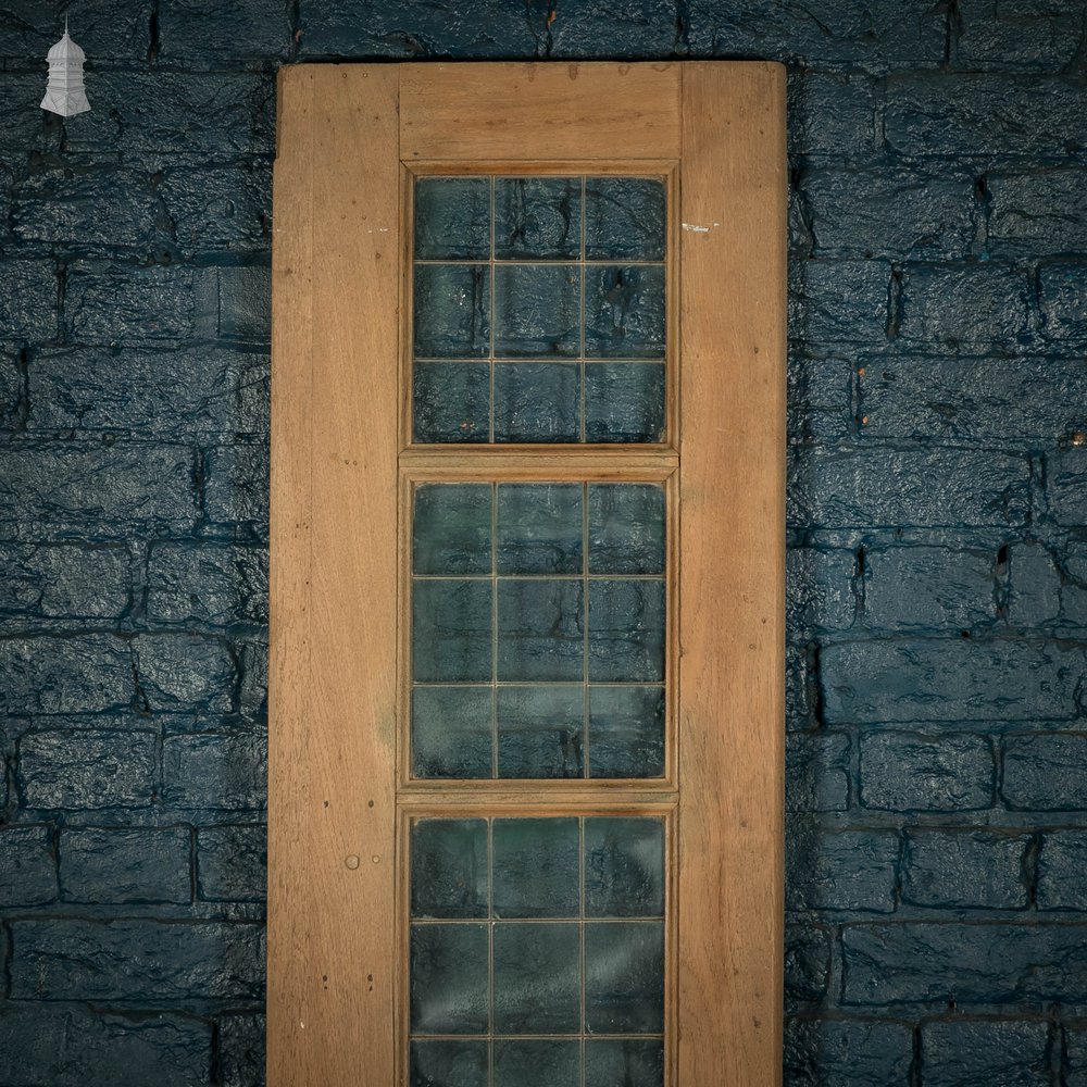 Narrow Glazed Hardwood Door, Leaded Glass Side Panel