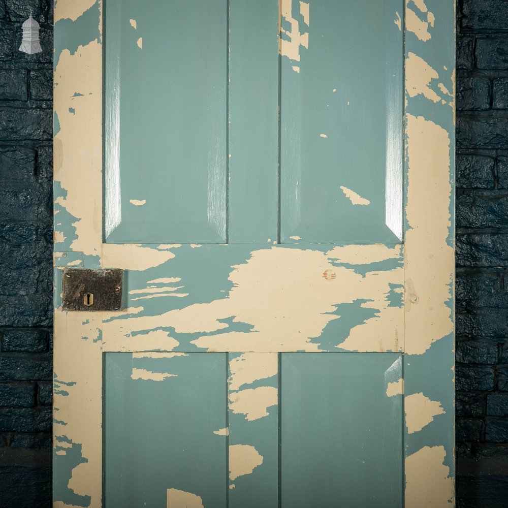 Pine Panelled Door, 4 Panel Distressed Paint Finish